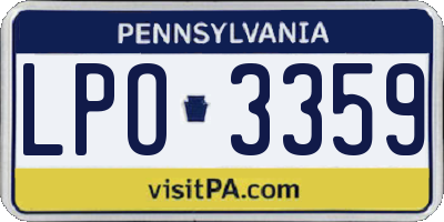 PA license plate LPO3359