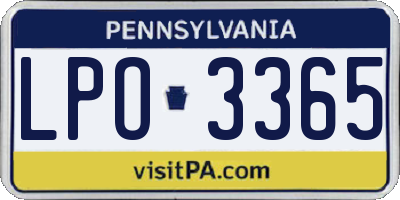 PA license plate LPO3365
