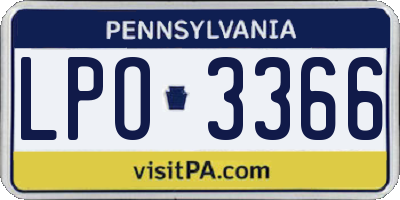 PA license plate LPO3366