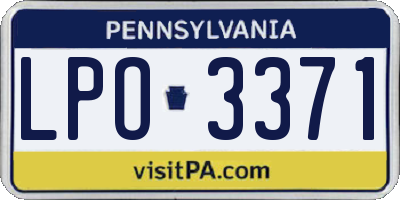 PA license plate LPO3371