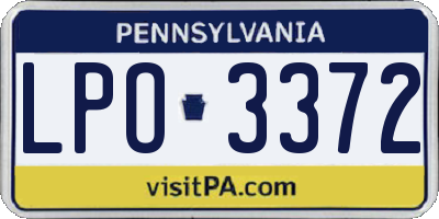 PA license plate LPO3372