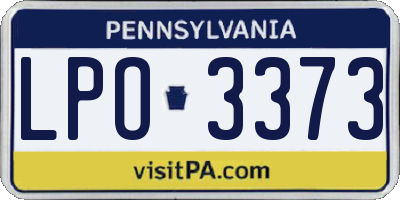 PA license plate LPO3373
