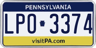 PA license plate LPO3374
