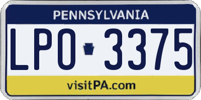 PA license plate LPO3375