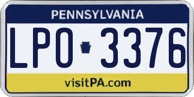 PA license plate LPO3376