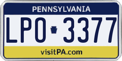 PA license plate LPO3377