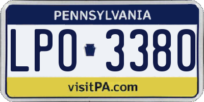 PA license plate LPO3380