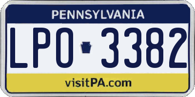 PA license plate LPO3382