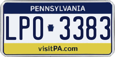 PA license plate LPO3383