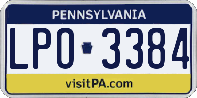 PA license plate LPO3384
