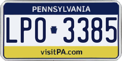 PA license plate LPO3385