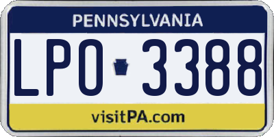 PA license plate LPO3388