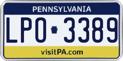 PA license plate LPO3389