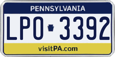 PA license plate LPO3392
