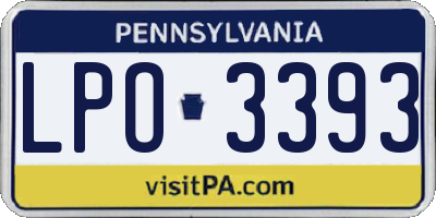 PA license plate LPO3393