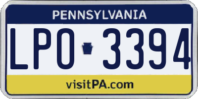 PA license plate LPO3394
