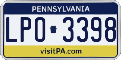 PA license plate LPO3398