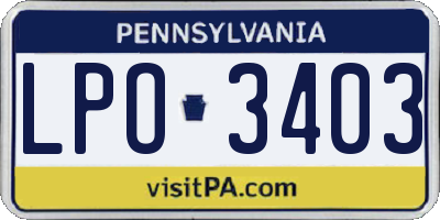 PA license plate LPO3403