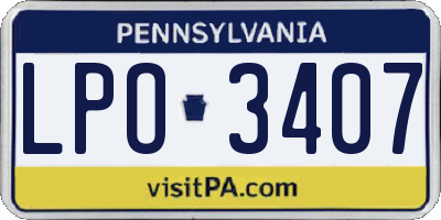 PA license plate LPO3407