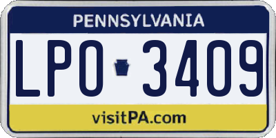 PA license plate LPO3409