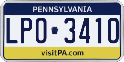 PA license plate LPO3410