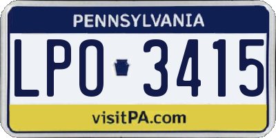 PA license plate LPO3415