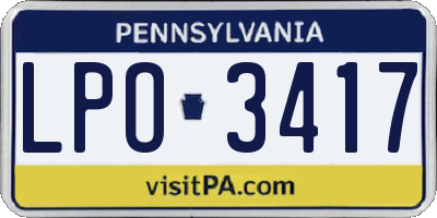 PA license plate LPO3417