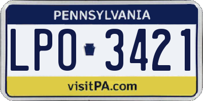 PA license plate LPO3421