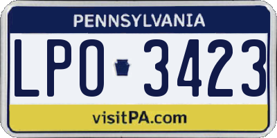 PA license plate LPO3423