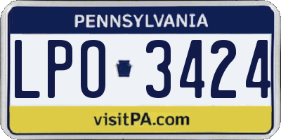 PA license plate LPO3424