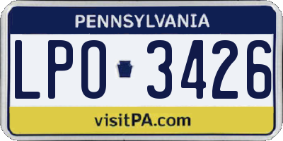 PA license plate LPO3426