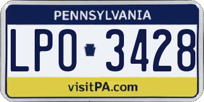 PA license plate LPO3428