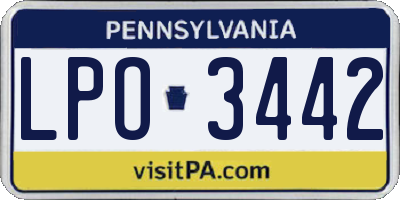 PA license plate LPO3442