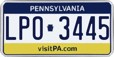 PA license plate LPO3445