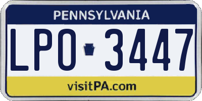 PA license plate LPO3447