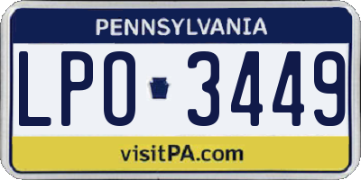 PA license plate LPO3449