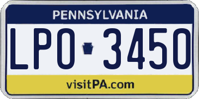 PA license plate LPO3450