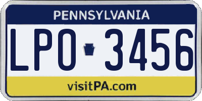 PA license plate LPO3456