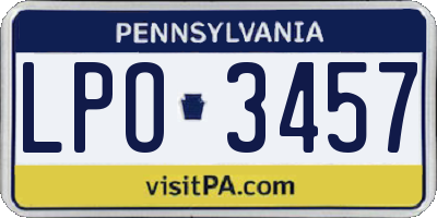 PA license plate LPO3457