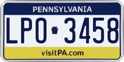 PA license plate LPO3458