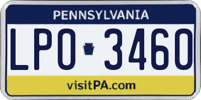 PA license plate LPO3460