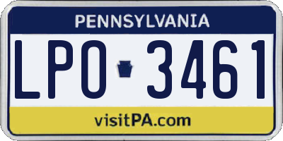 PA license plate LPO3461