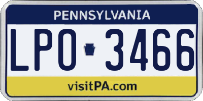PA license plate LPO3466