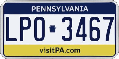 PA license plate LPO3467