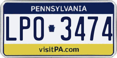 PA license plate LPO3474