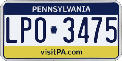 PA license plate LPO3475