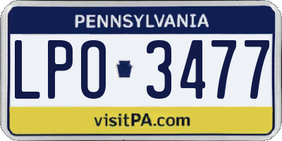 PA license plate LPO3477