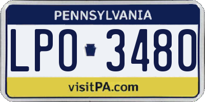 PA license plate LPO3480