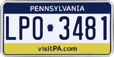 PA license plate LPO3481