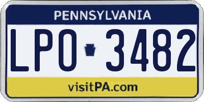 PA license plate LPO3482